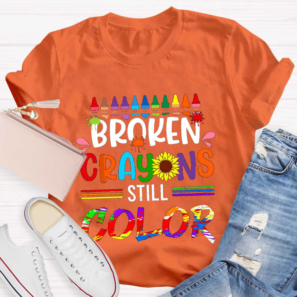 Broken Crayons Still Color Teacher T-Shirt