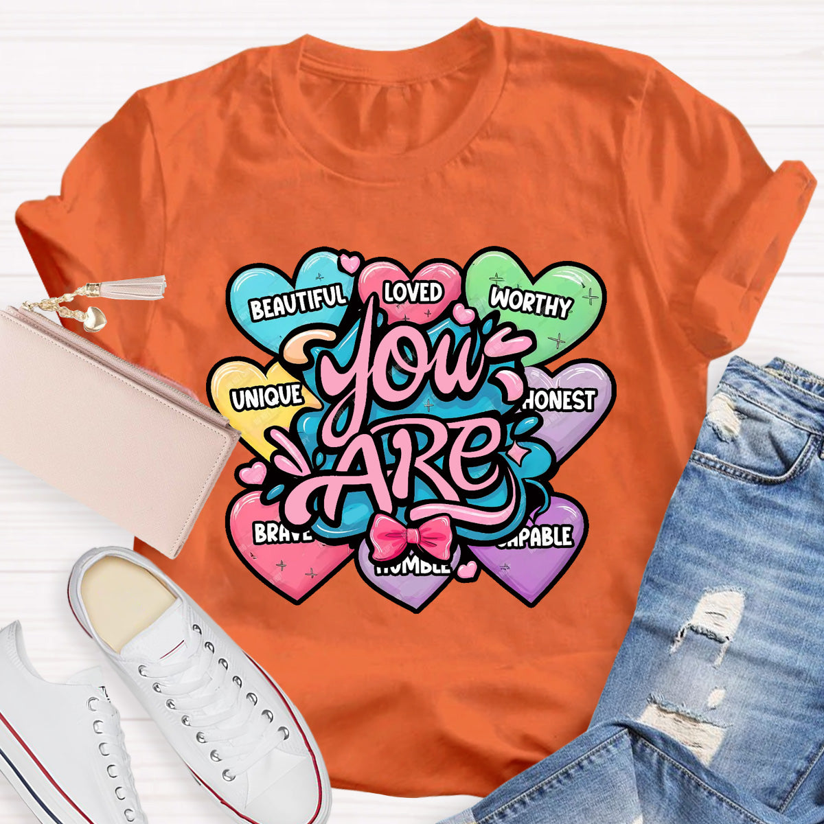 You Are Beautiful Loved Worthy Teacher T-Shirt