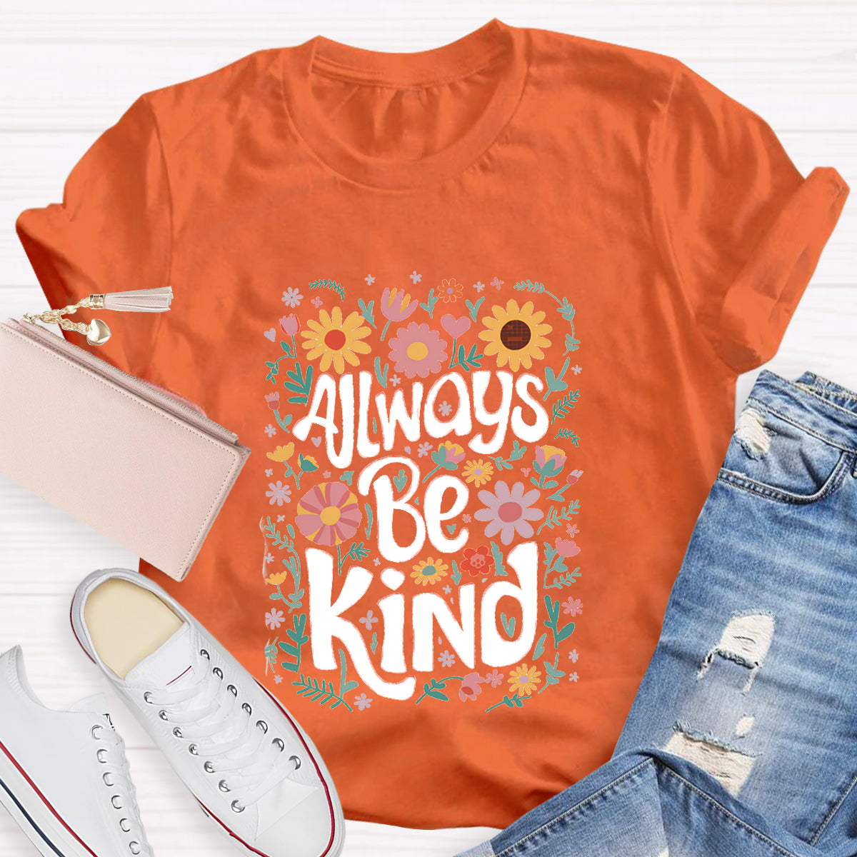 Always Be Kind Floral Teacher T-Shirt