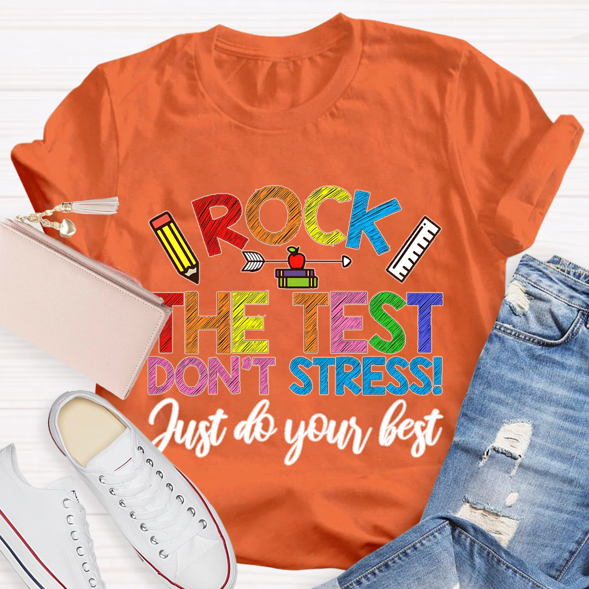 Rock The Test Don't Stress Teacher T-Shirt