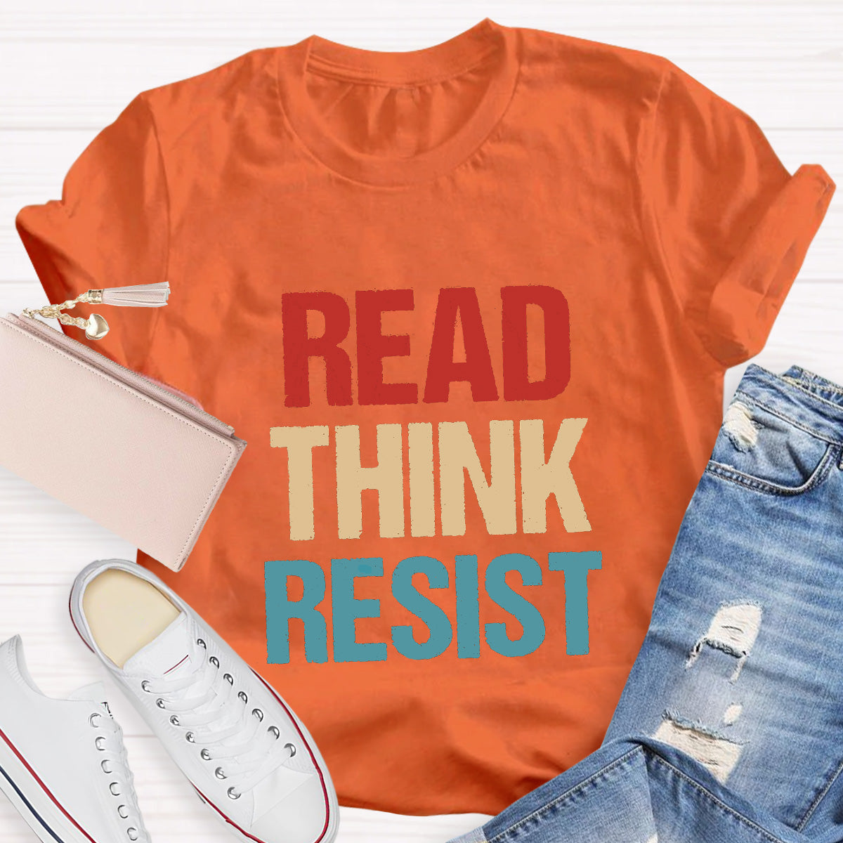 Read Think Resist Teacher T-Shirt