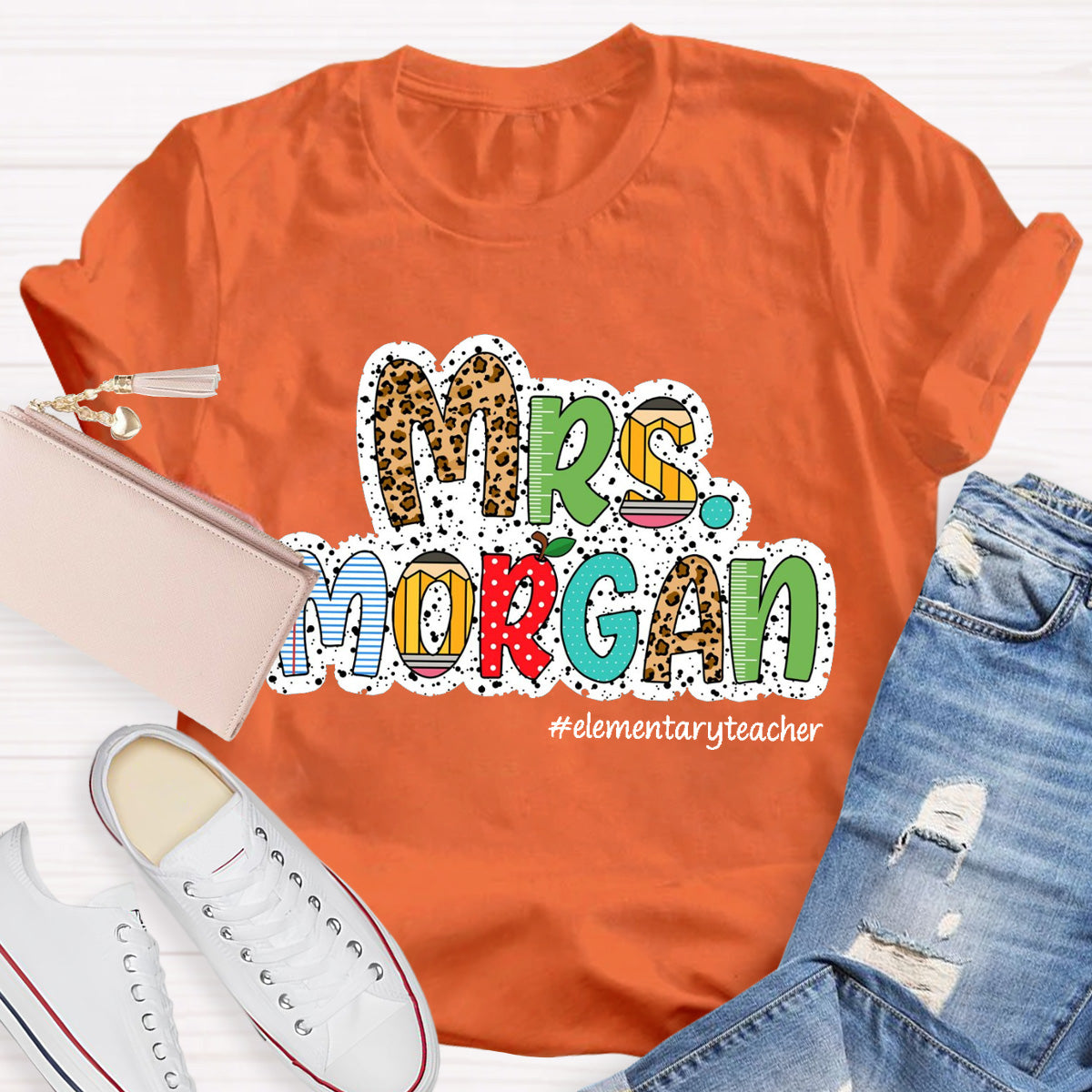 Personalized Name Elementary Teacher T-Shirt