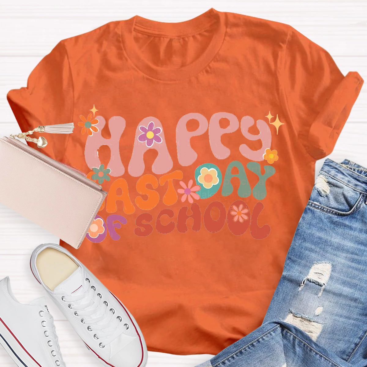 Happy Last Day Of School Flower Teacher T-Shirt