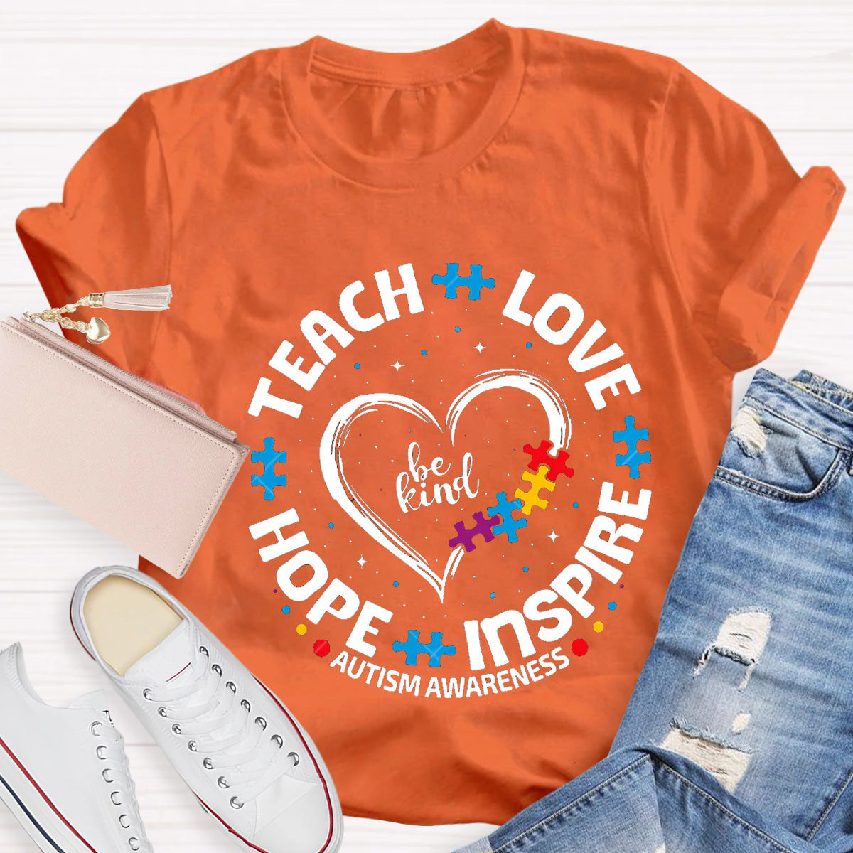 Be Kind Teach Love Hope Heart Teacher T-Shirt