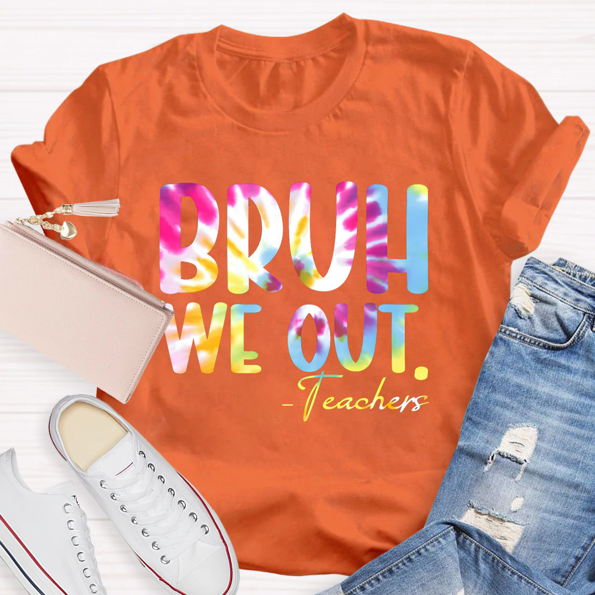 Coloful Bruh We Out Teachers T-Shirt