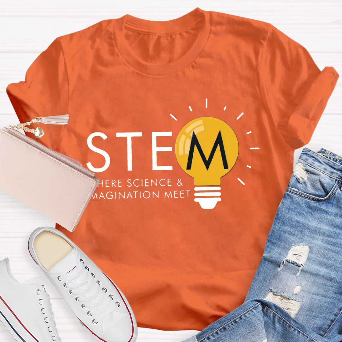 Stem Where Science And Imagination Meet Teacher T-Shirt