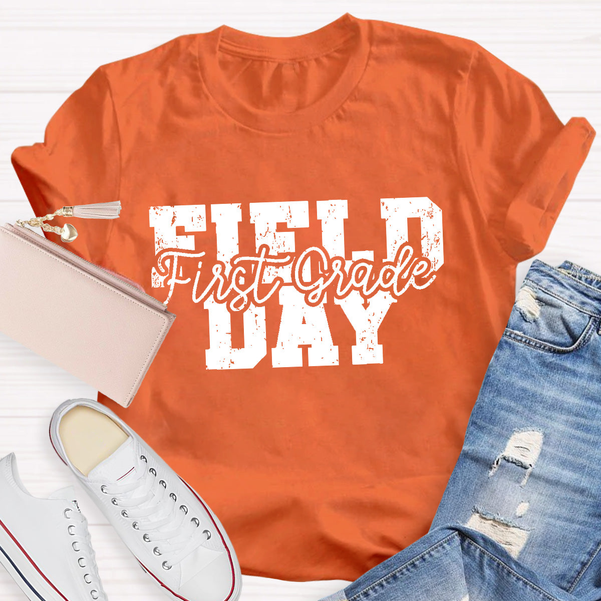 Personalized Grade Field Day Black Letter Teacher T-Shirt
