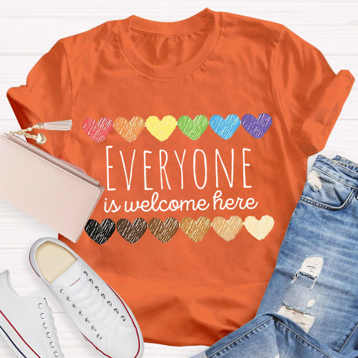 Everyone Is Welcome Here Teacher T-Shirt
