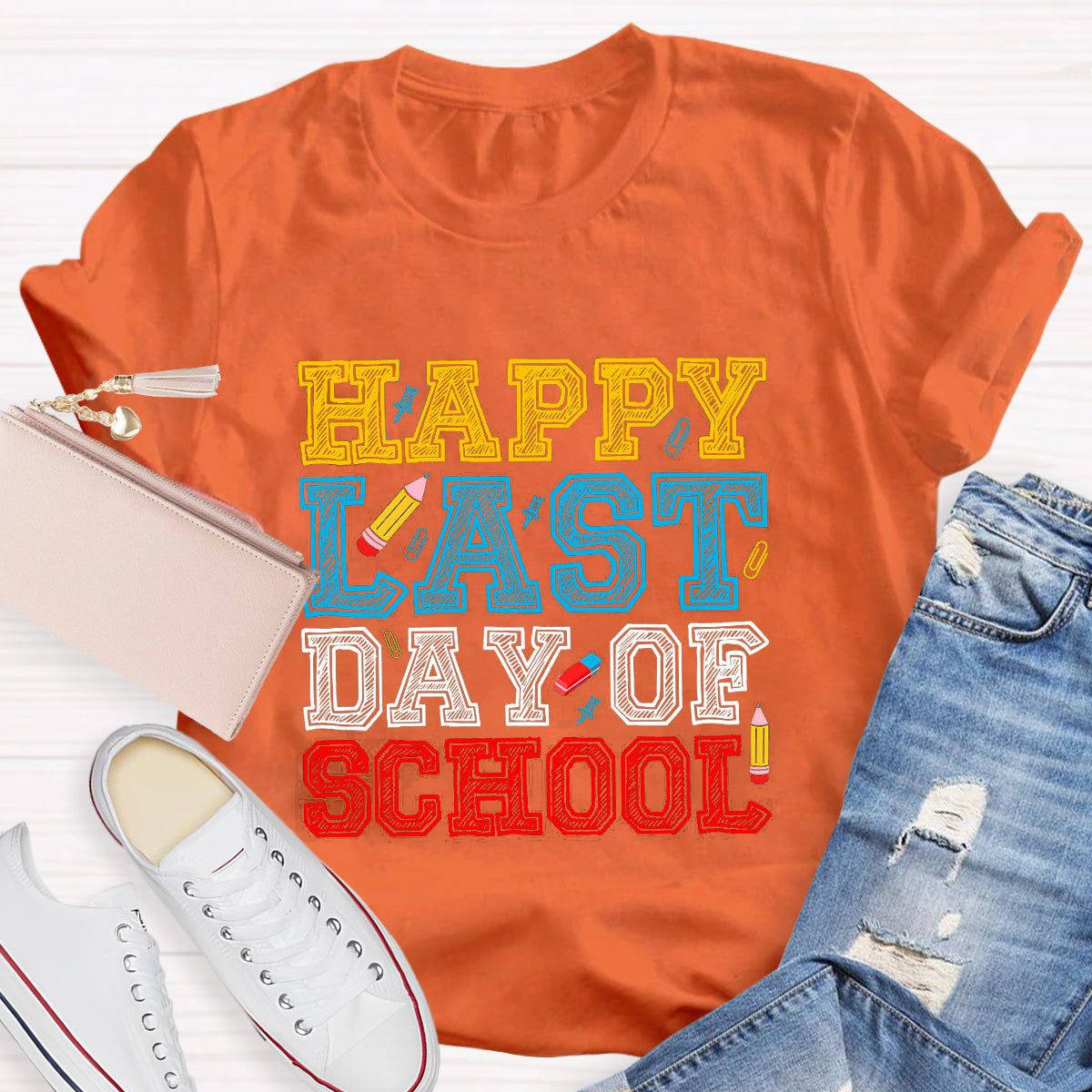 Happy Last Day Of School Pencil Teacher T-Shirt