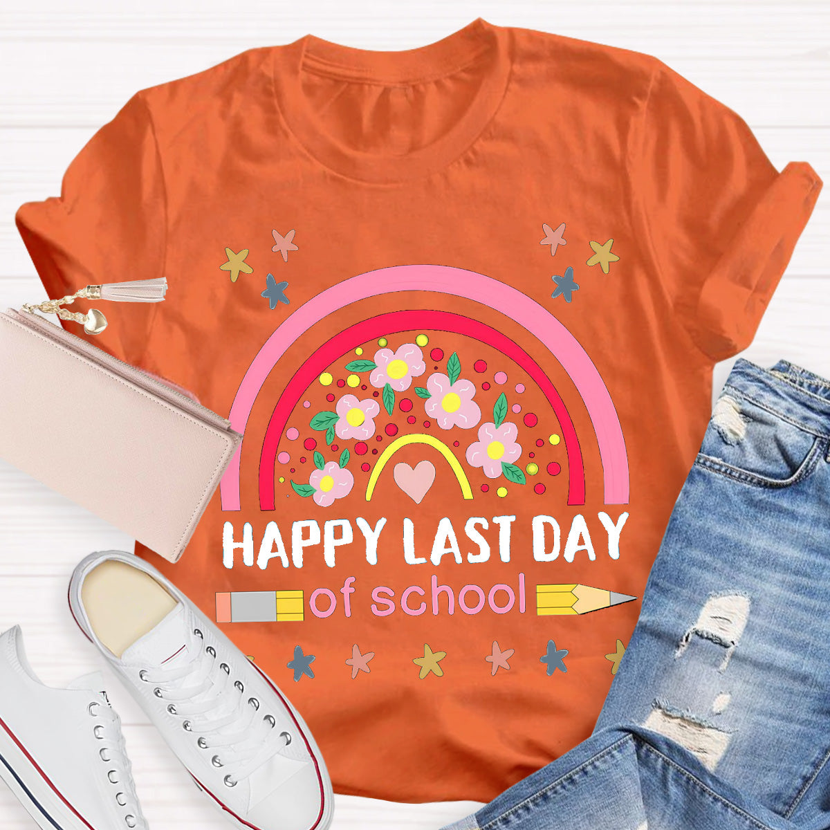Happy Last Day Of School Flower Teacher T-Shirt
