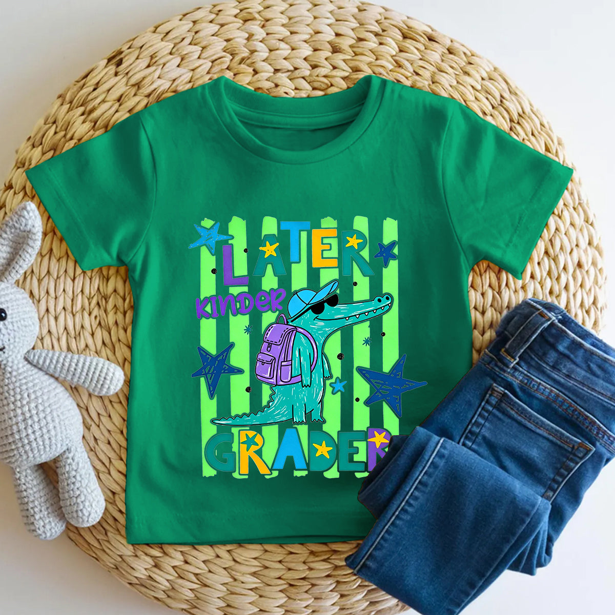 Personalized Grade Later Kinder Grader Cool Crocodile Toddler T-shirts