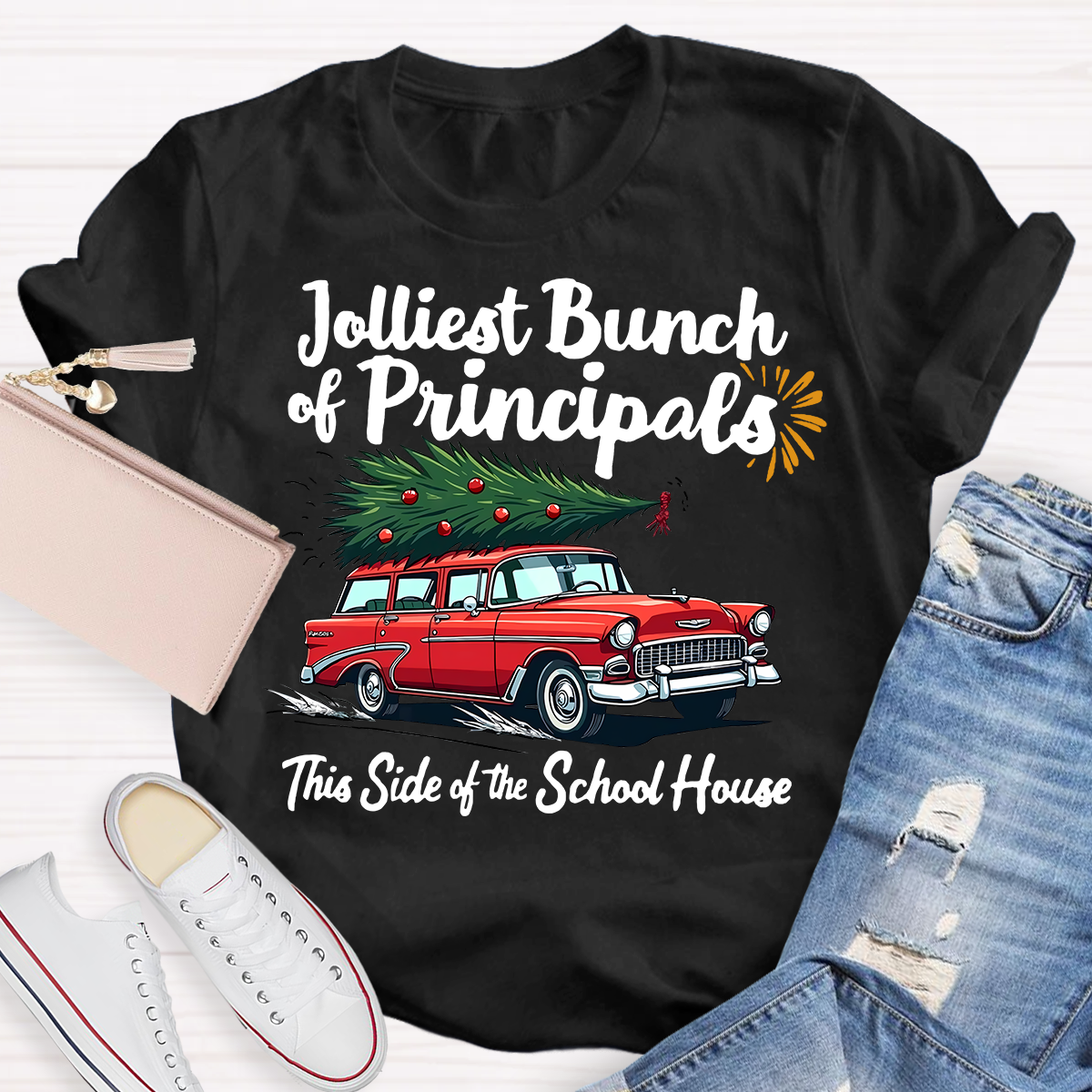 Jolliest Bunch Of Principals This Side Of The School House Christmas T-shirt