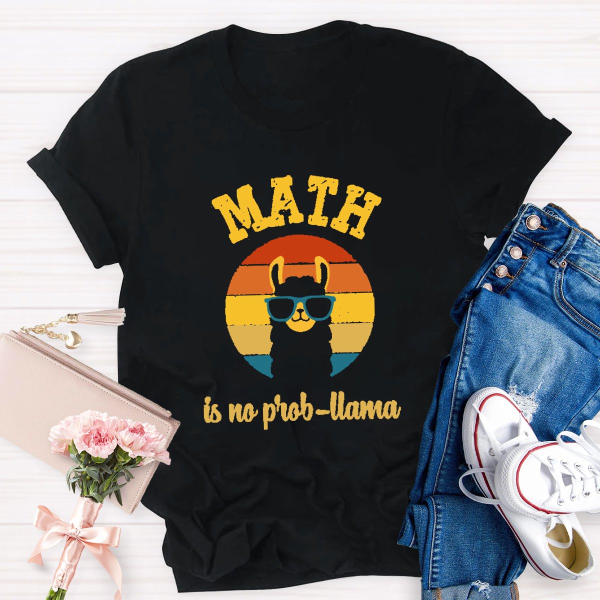 Math is No Prob Llama Teacher Shirt
