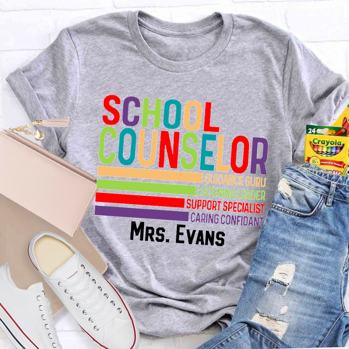 Personalized Name School Counselor Guidance Gure Listening Leader Support Specialist T-shirt
