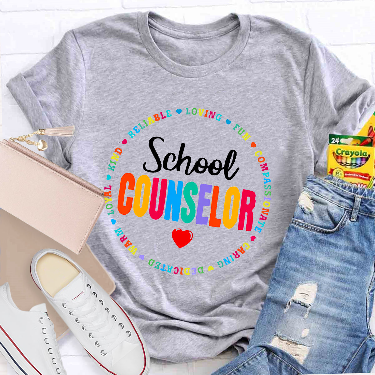School Counselor Reliable Loving Fun Compassionate Caring Dedicated T-shirt
