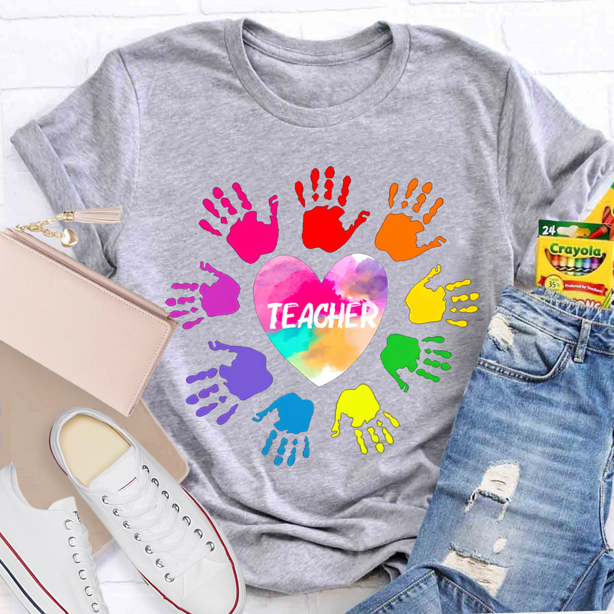 Colorful Hands Teacher T-Shirt