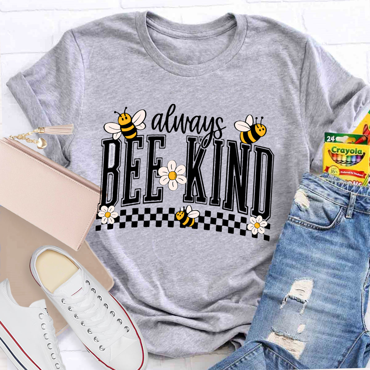 Always Bee Kind Bees And Small Flowers Teacher T-shirt