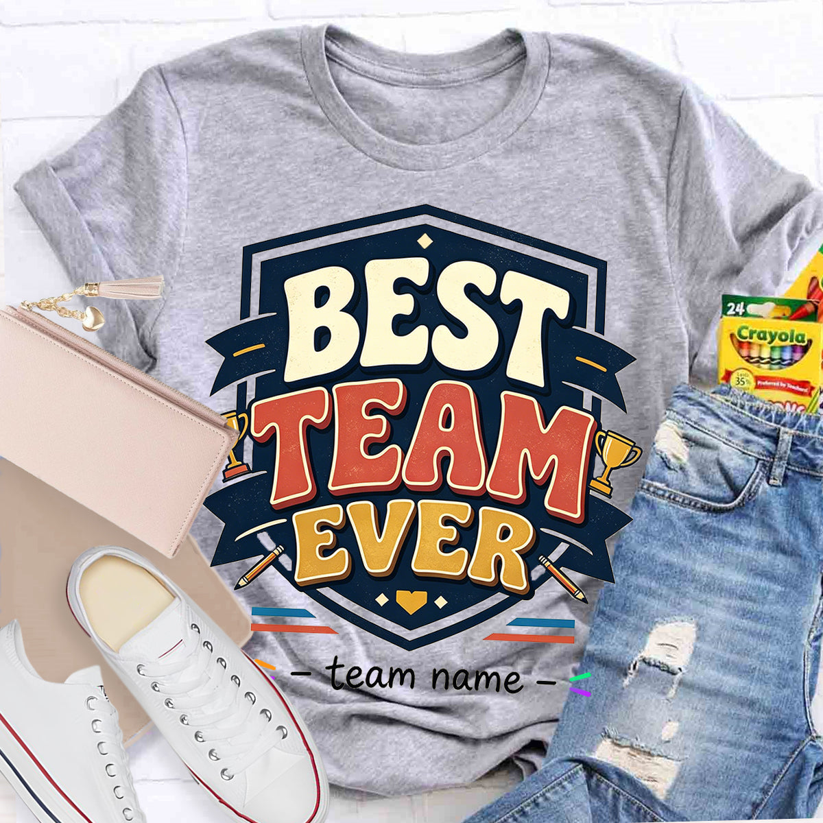 Personalized Team Name Best Team Ever Championship Trophy Teacher T-Shirt