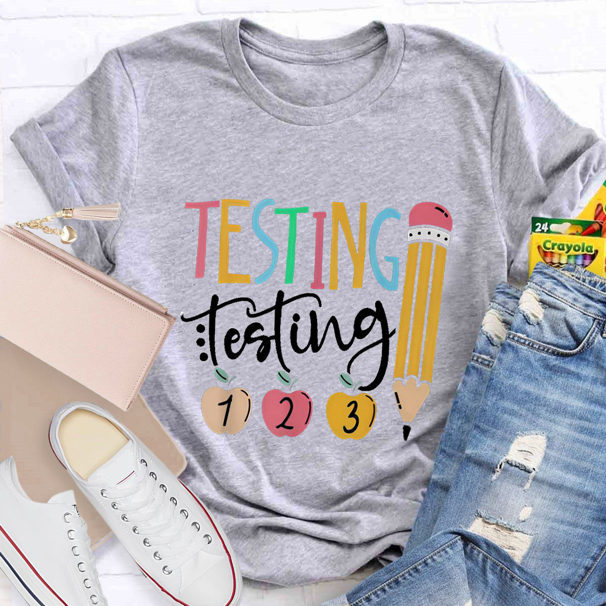 Testing Testing Pencil Teacher T-Shirt