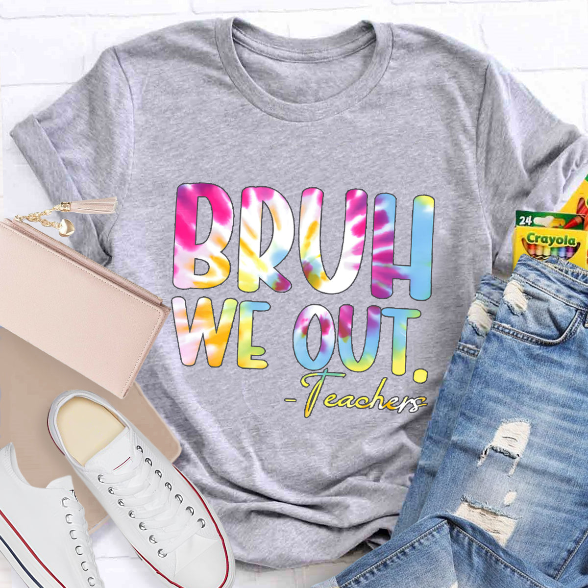 Coloful Bruh We Out Teachers T-Shirt