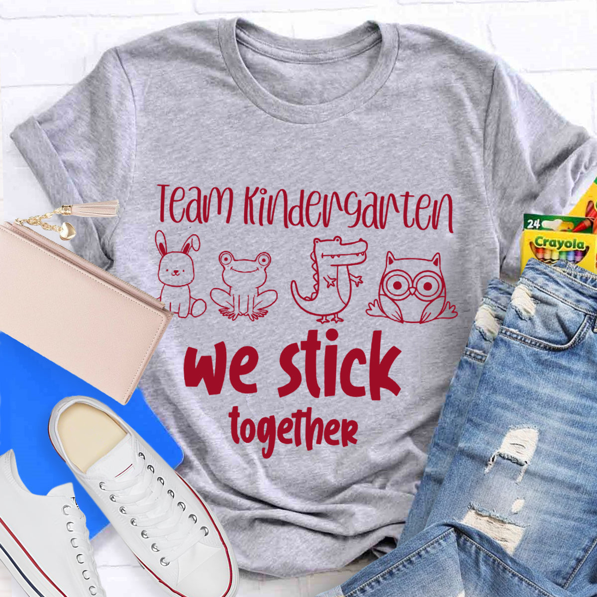 Personalized Grade Kindergarten Team We Stick Together T-Shirt