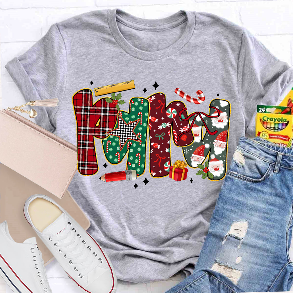 Para Colorful Christmas Atmosphere Font Christmas T-shirt