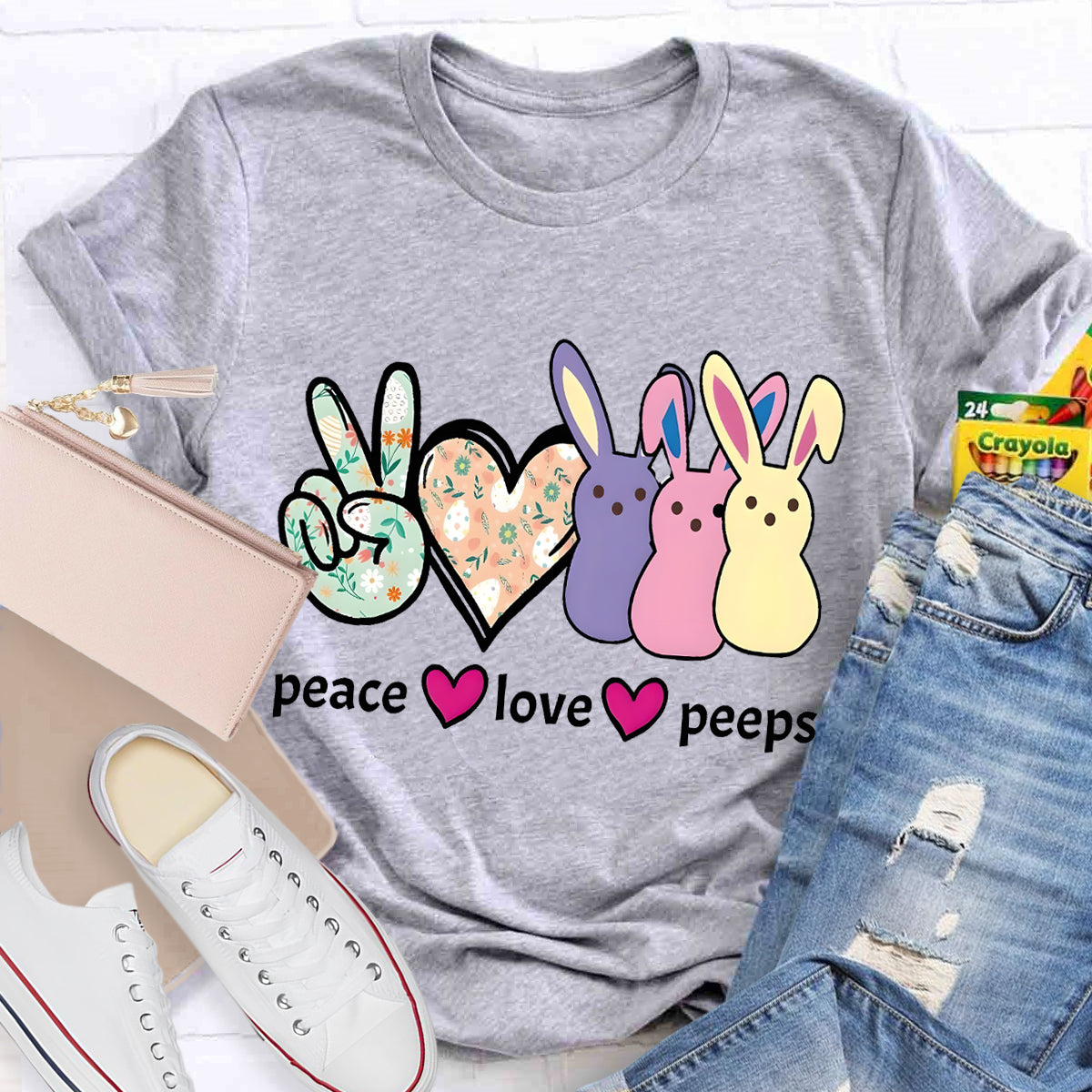Peace And Peeps Teacher T-Shirt