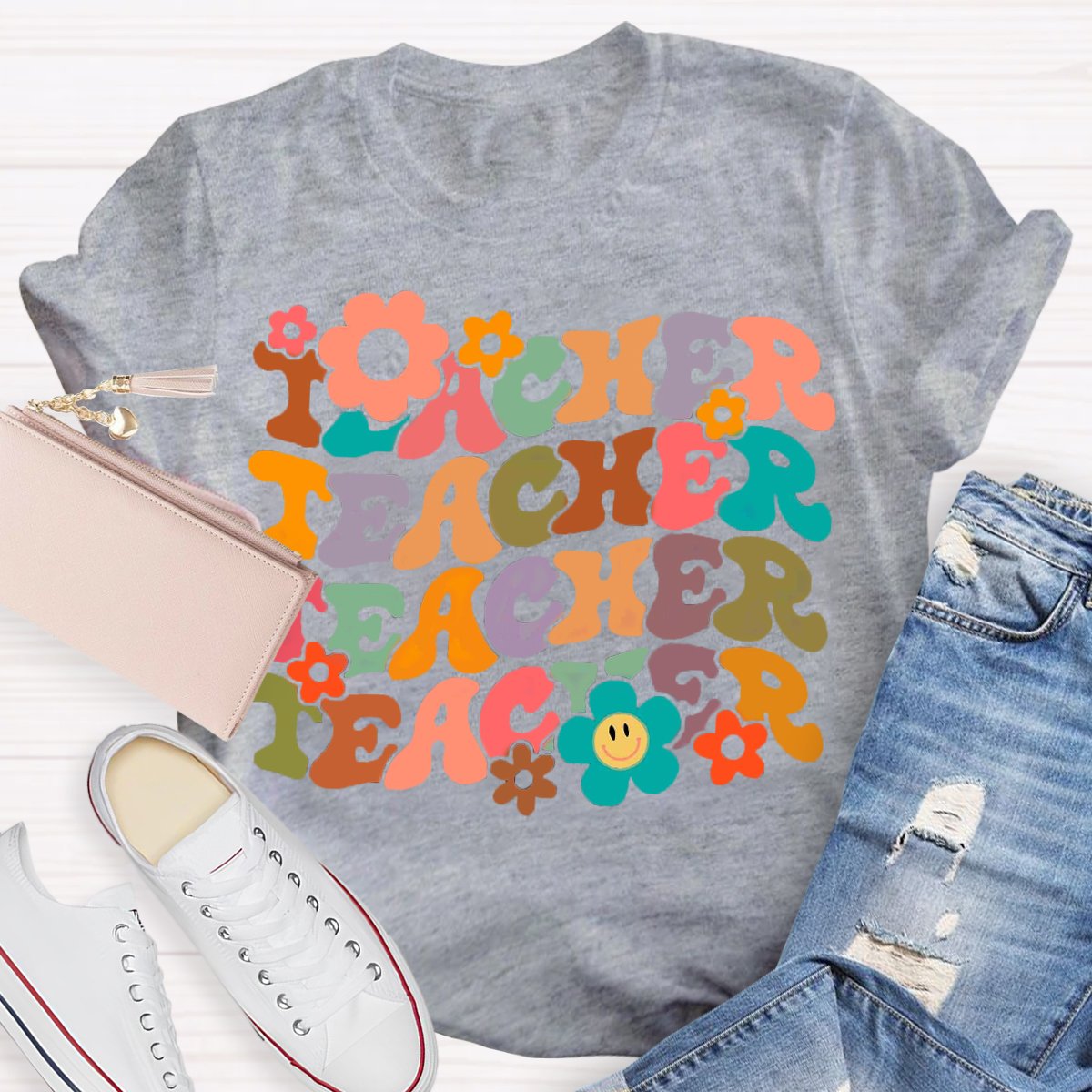 Floral Graphic Designs Teacher T-Shirt