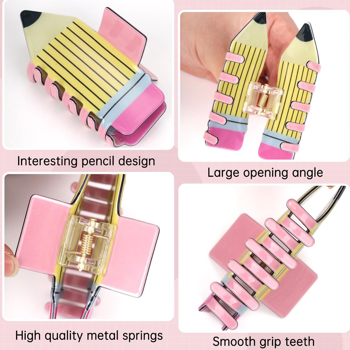 3-Pack Pencil Hair Claw Cute and Fun Hair Accessories