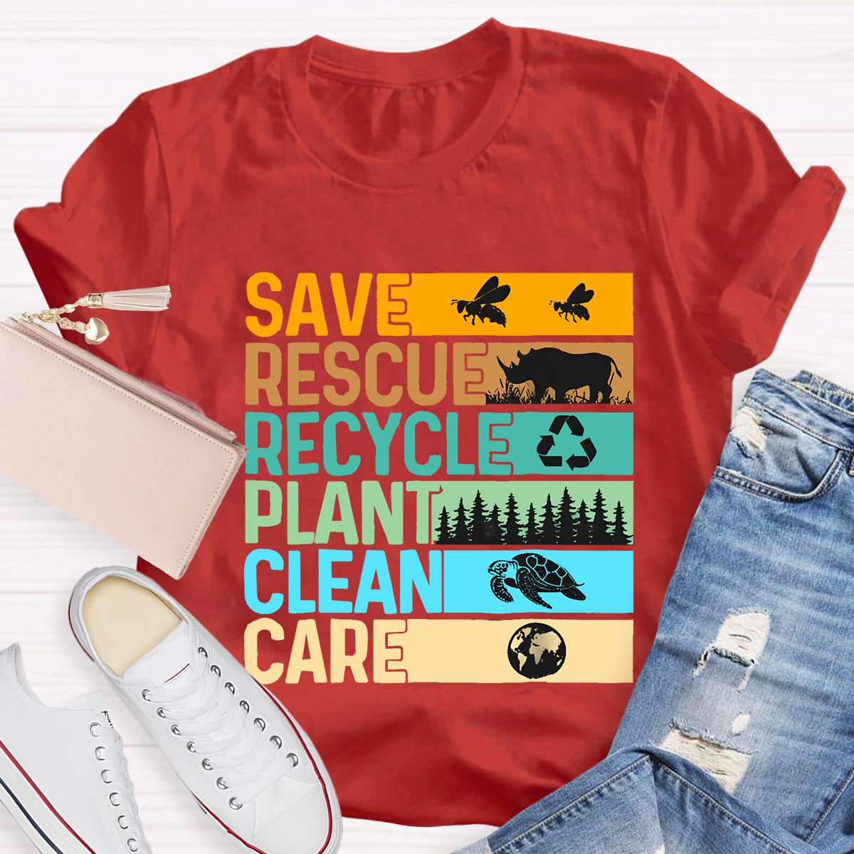 Save Rescue Recycle Plant Clean Care T-Shirt