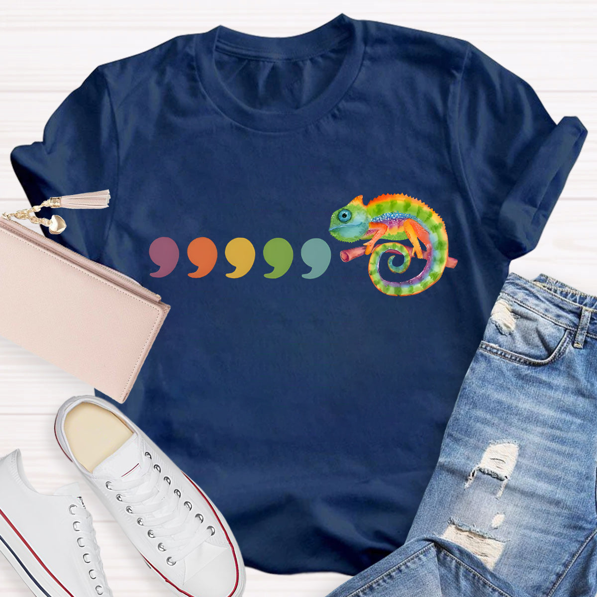 Comma Comma Chameleon Teacher T-Shirt