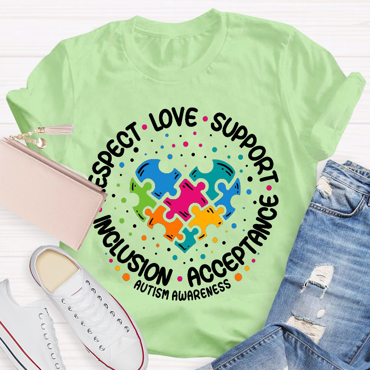 Love Support Acceptance Inclusion Respect Autism Awareness T-Shirt