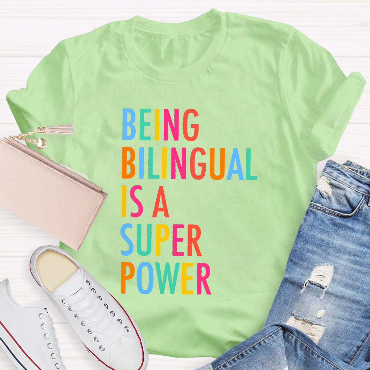 Being Bilingual Is A Super Power Teacher T-Shirt