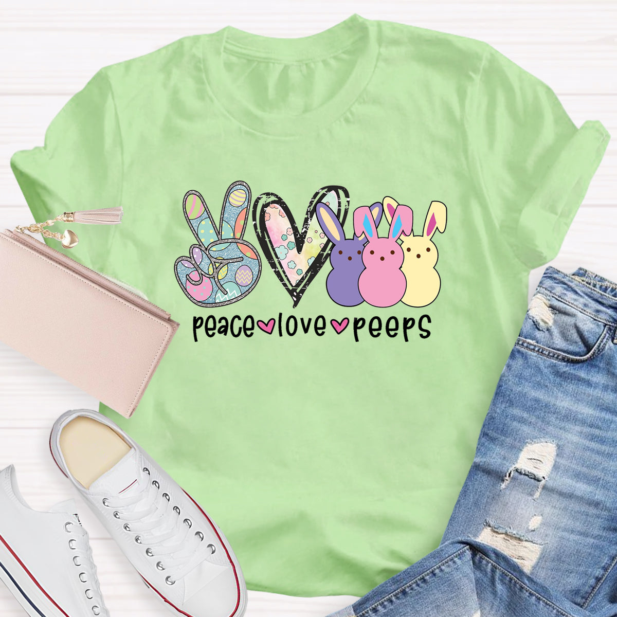 Peace Love Peeps Easter Heart T-Shirt