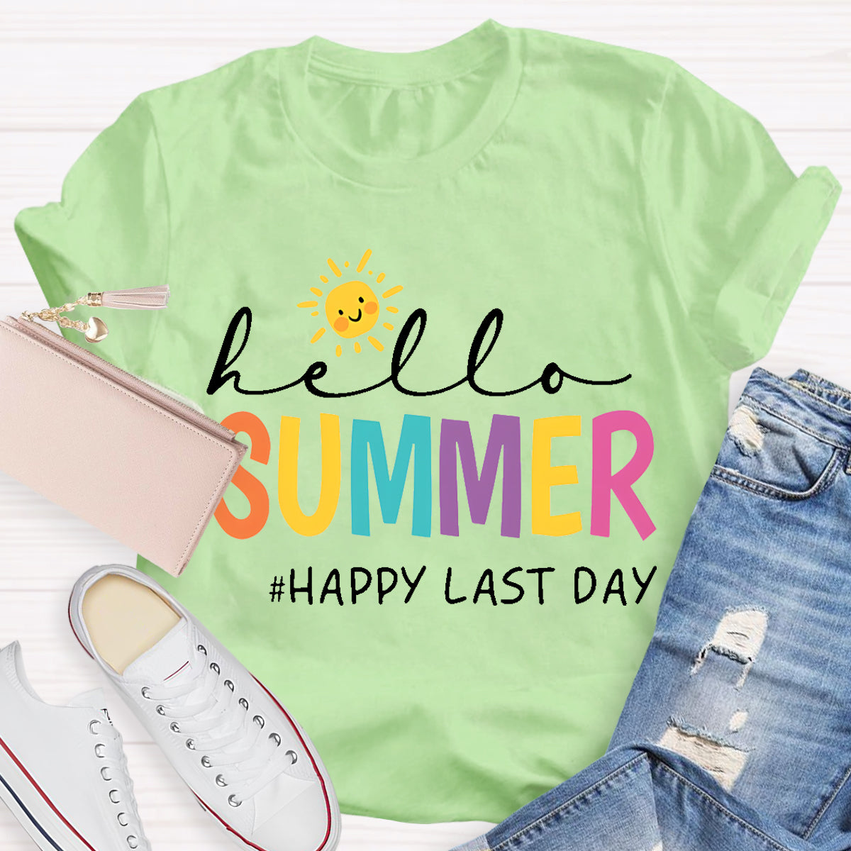 Hello Summer Last Day Sun Teacher T-Shirt