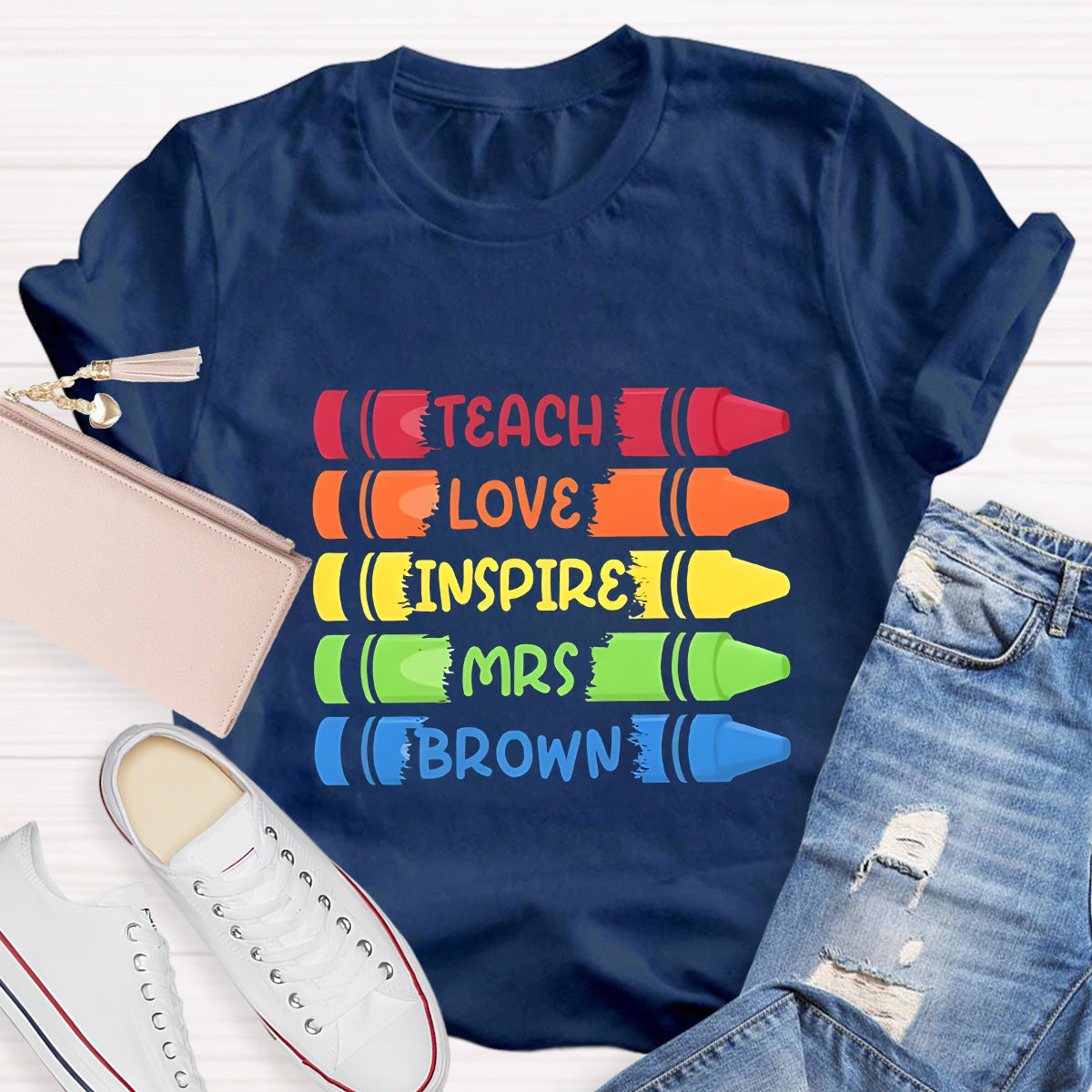 Personalized Name Teach Love Teacher T-Shirt