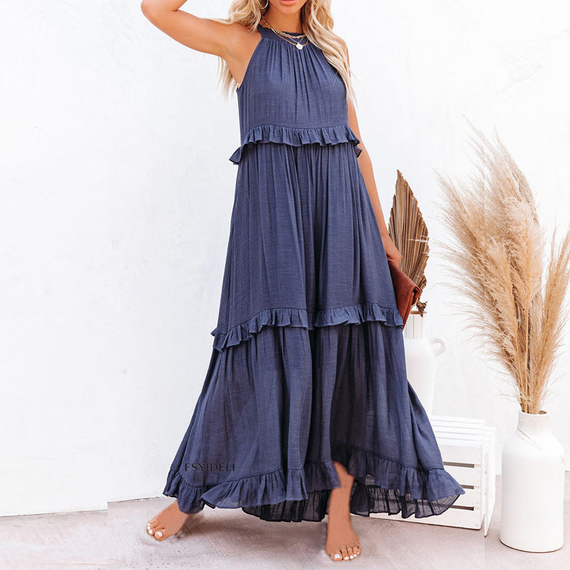 Long Floor-Length Tiered Dress For Women