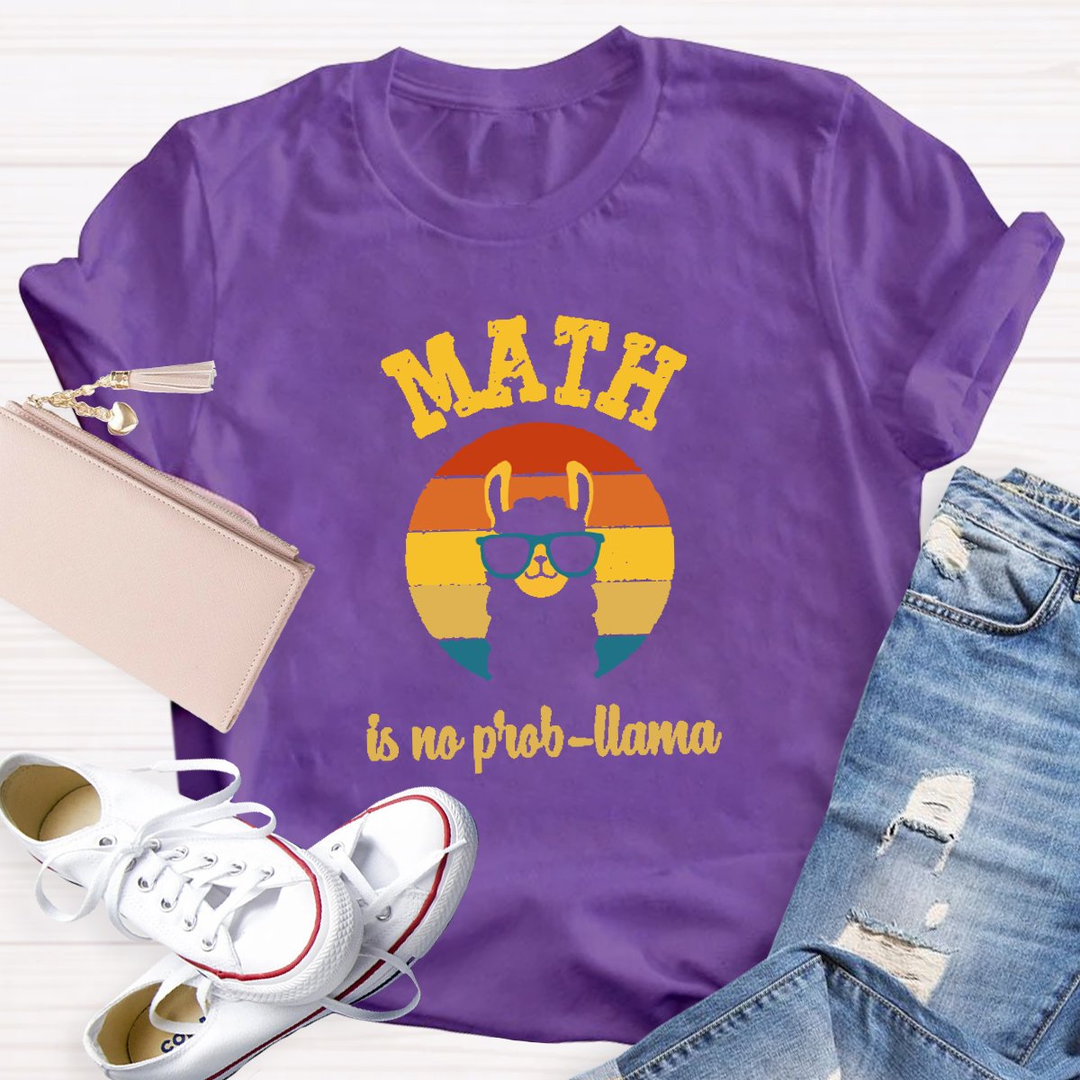 Math is No Prob Llama Teacher Shirt