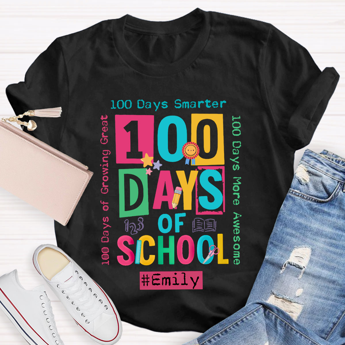 Personalized Name 100 Days Of School Smarter T-shirt