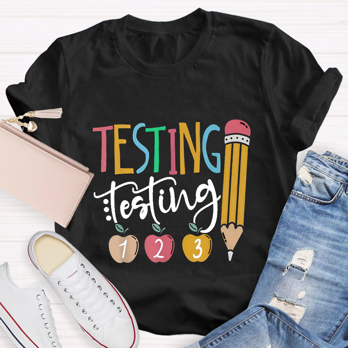 Testing Testing Pencil Teacher T-Shirt
