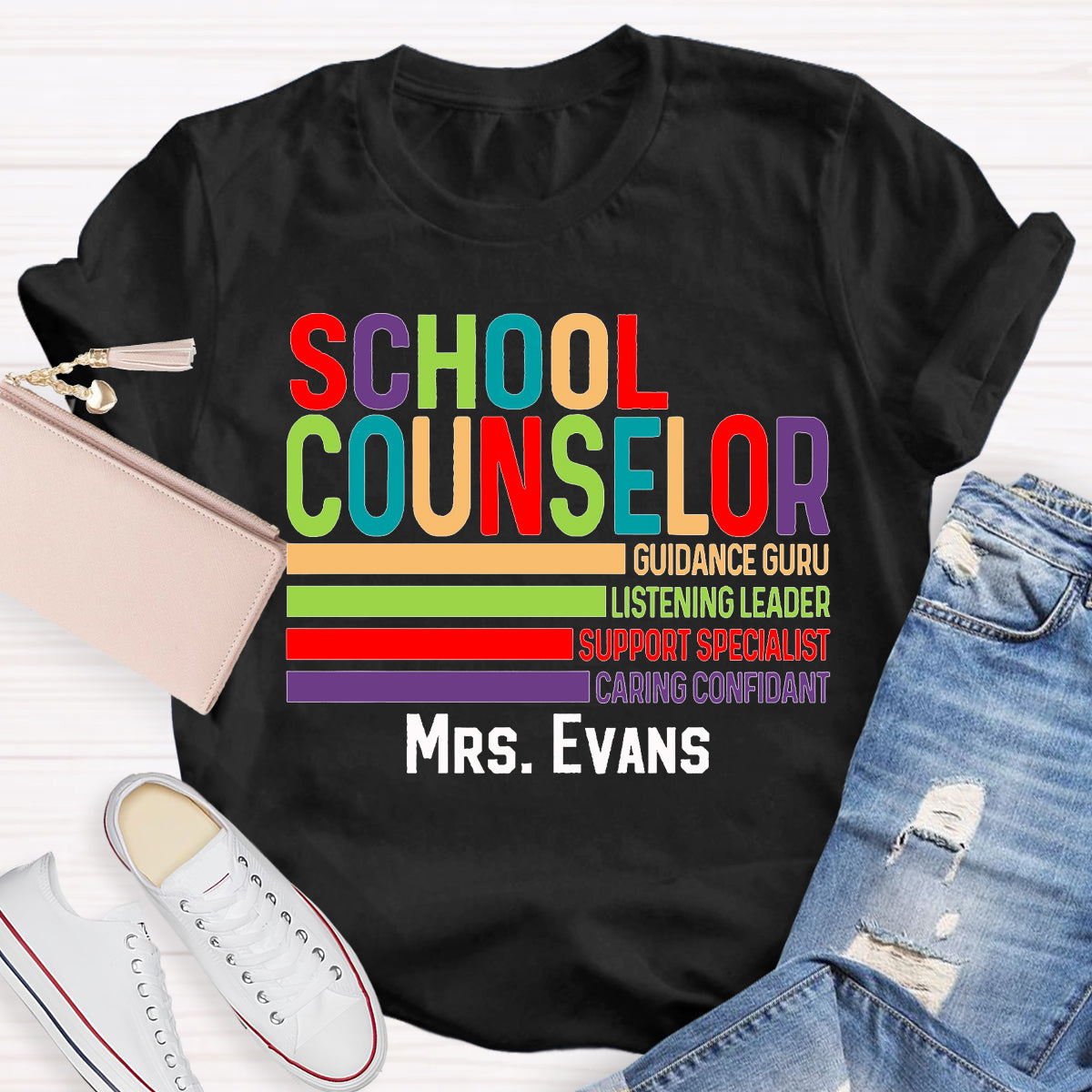 Personalized Name School Counselor Guidance Gure Listening Leader Support Specialist T-shirt