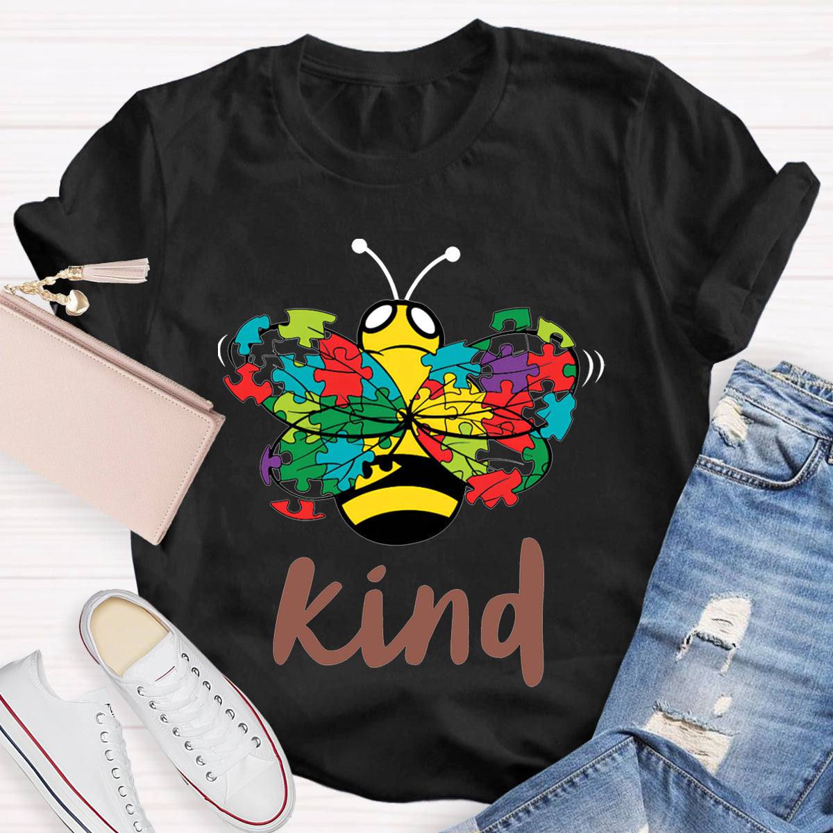Kind Colorful Butterfly Print Special Education T-shirt