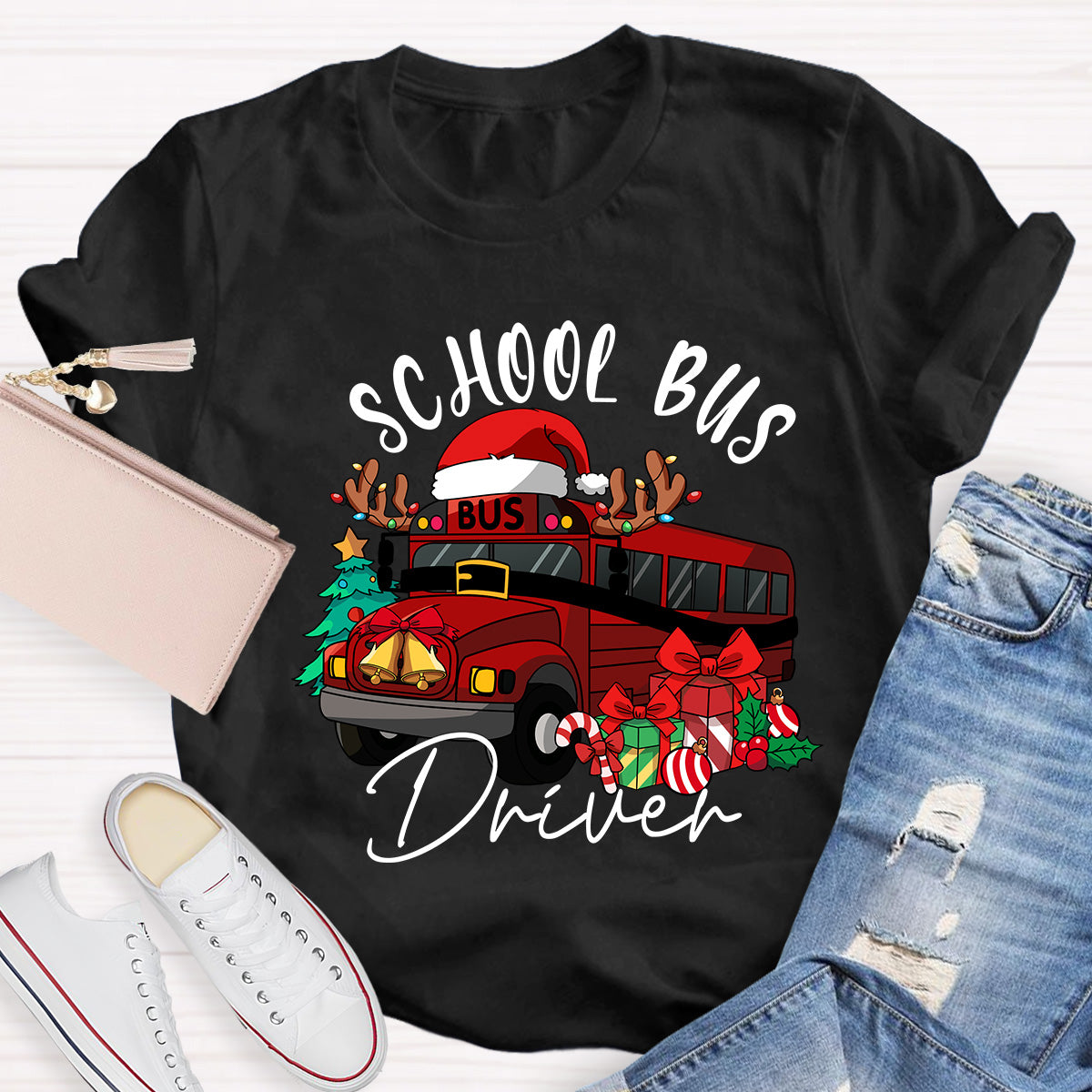 School Bus Driver Christmas School Bus Christmas Vibes T-shirt