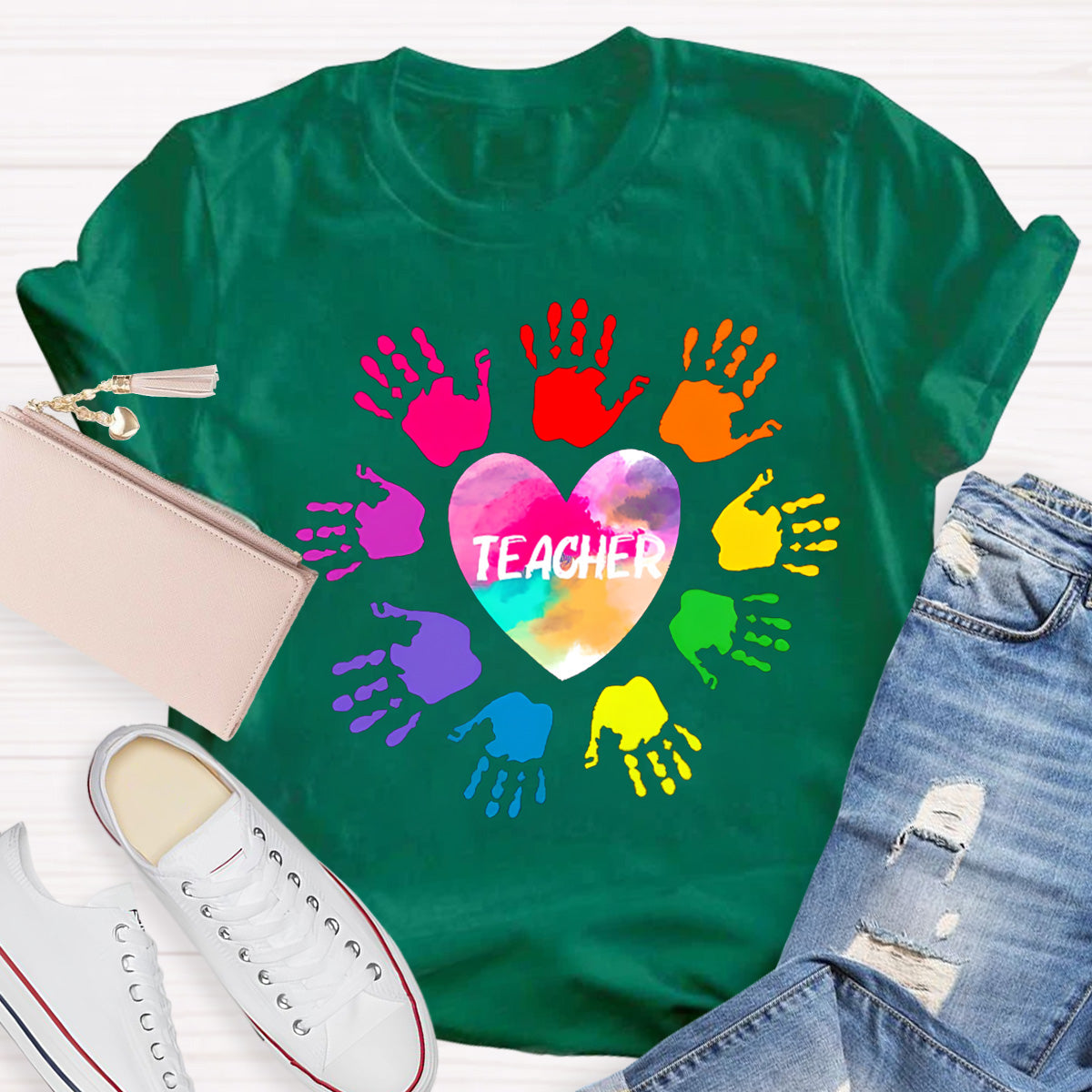 Colorful Hands Teacher T-Shirt