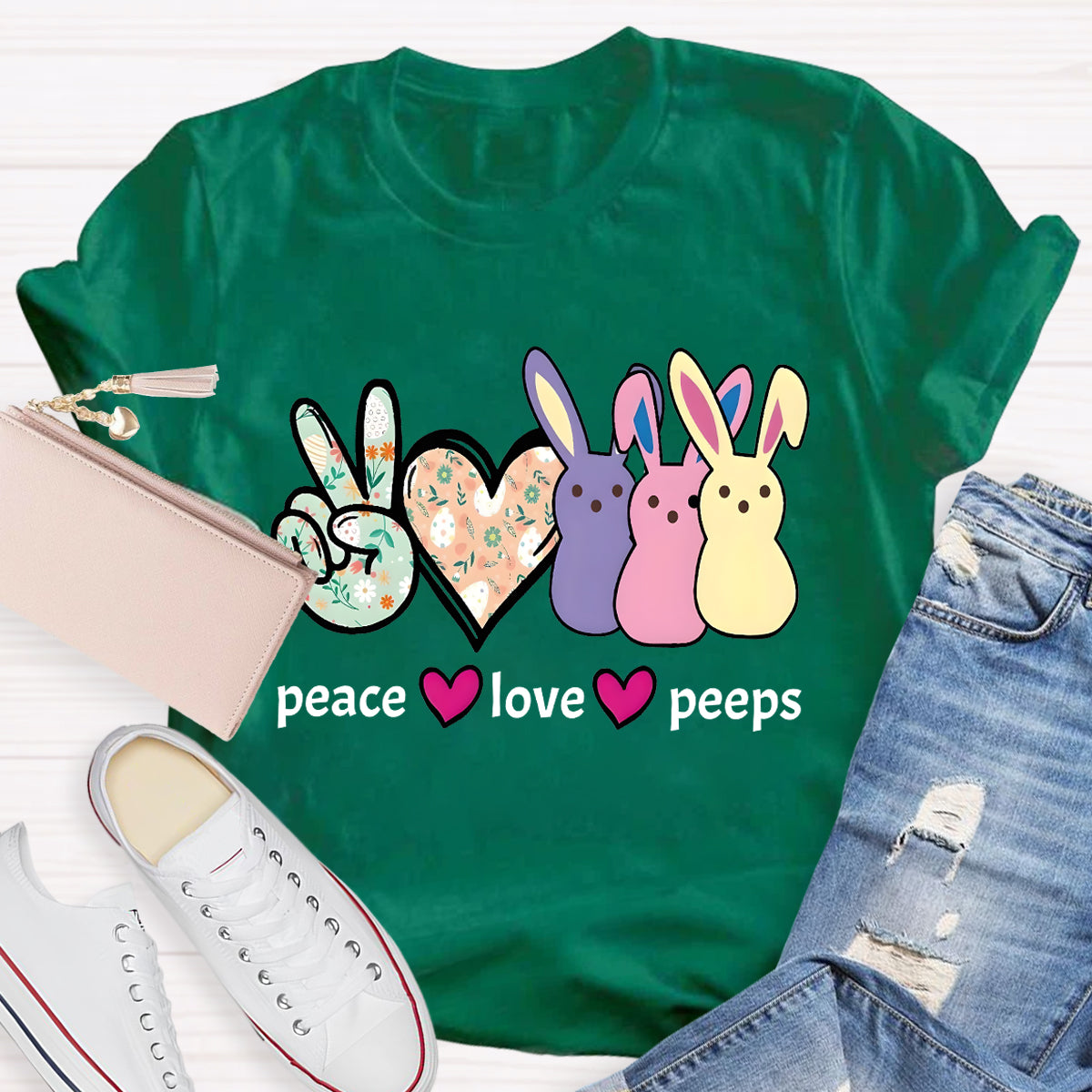 Peace And Peeps Teacher T-Shirt