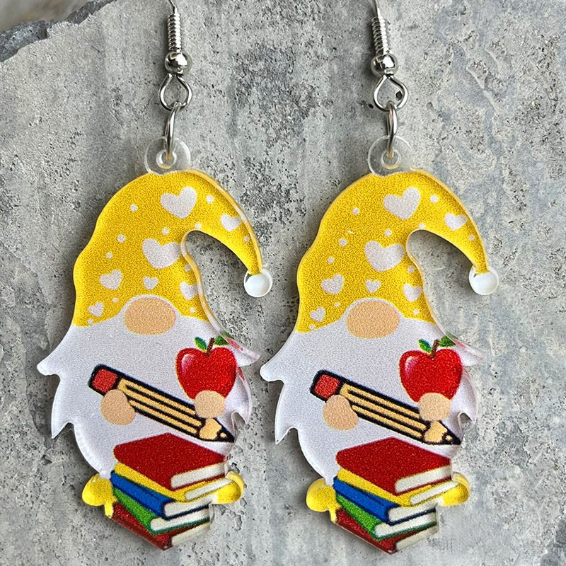 Apple Book Pencil Art Earrings
