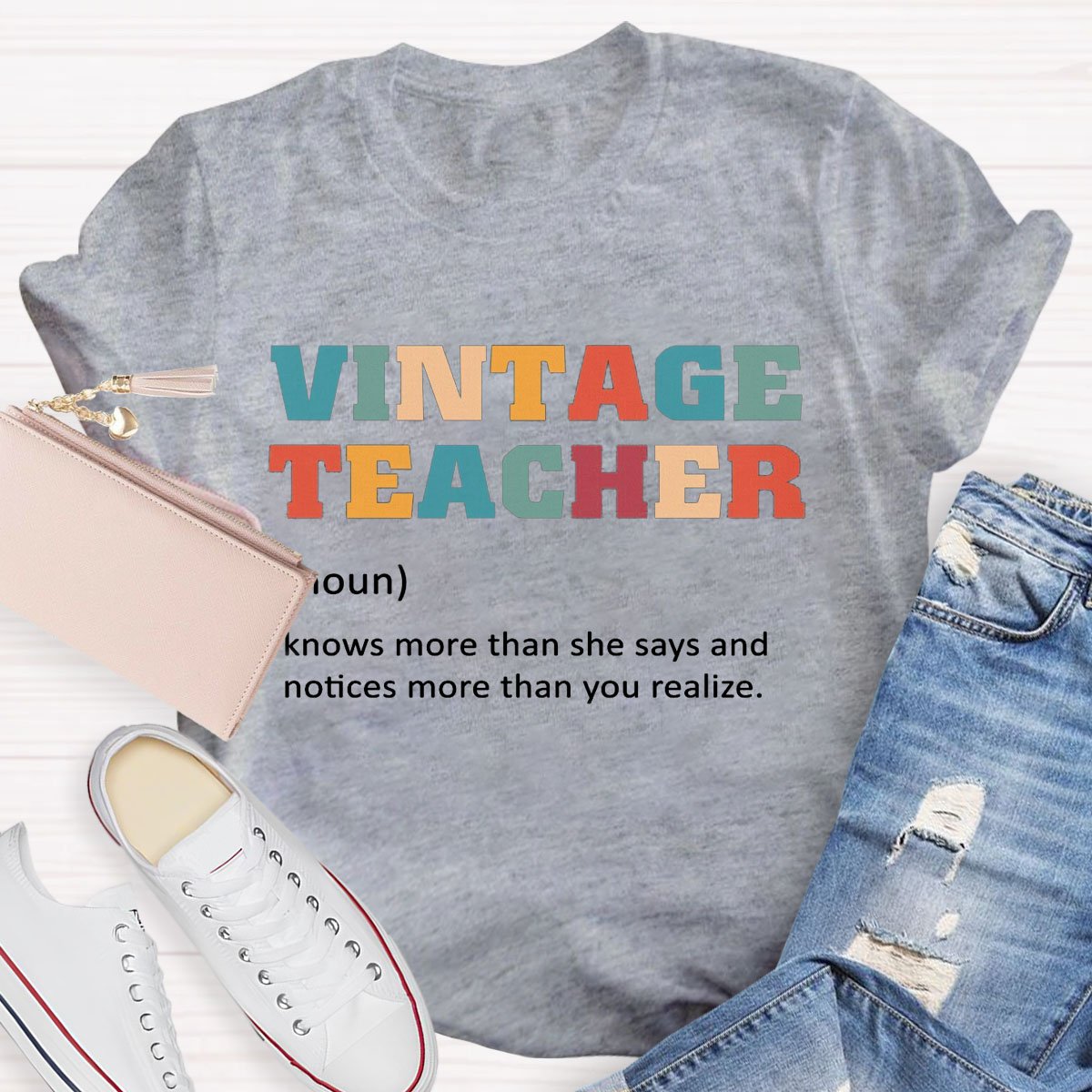 Vintage Teacher Print Graphic T-shirt