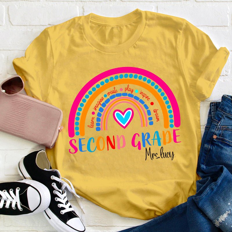 Personalized Grade And Name Learn Imagine Create Inspire Teacher T-Shirt