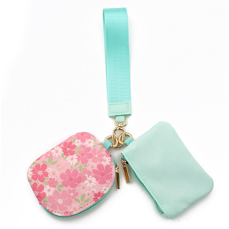Waterproof Nylon Wristlet With Double Pockets Card Holder And Key Ring