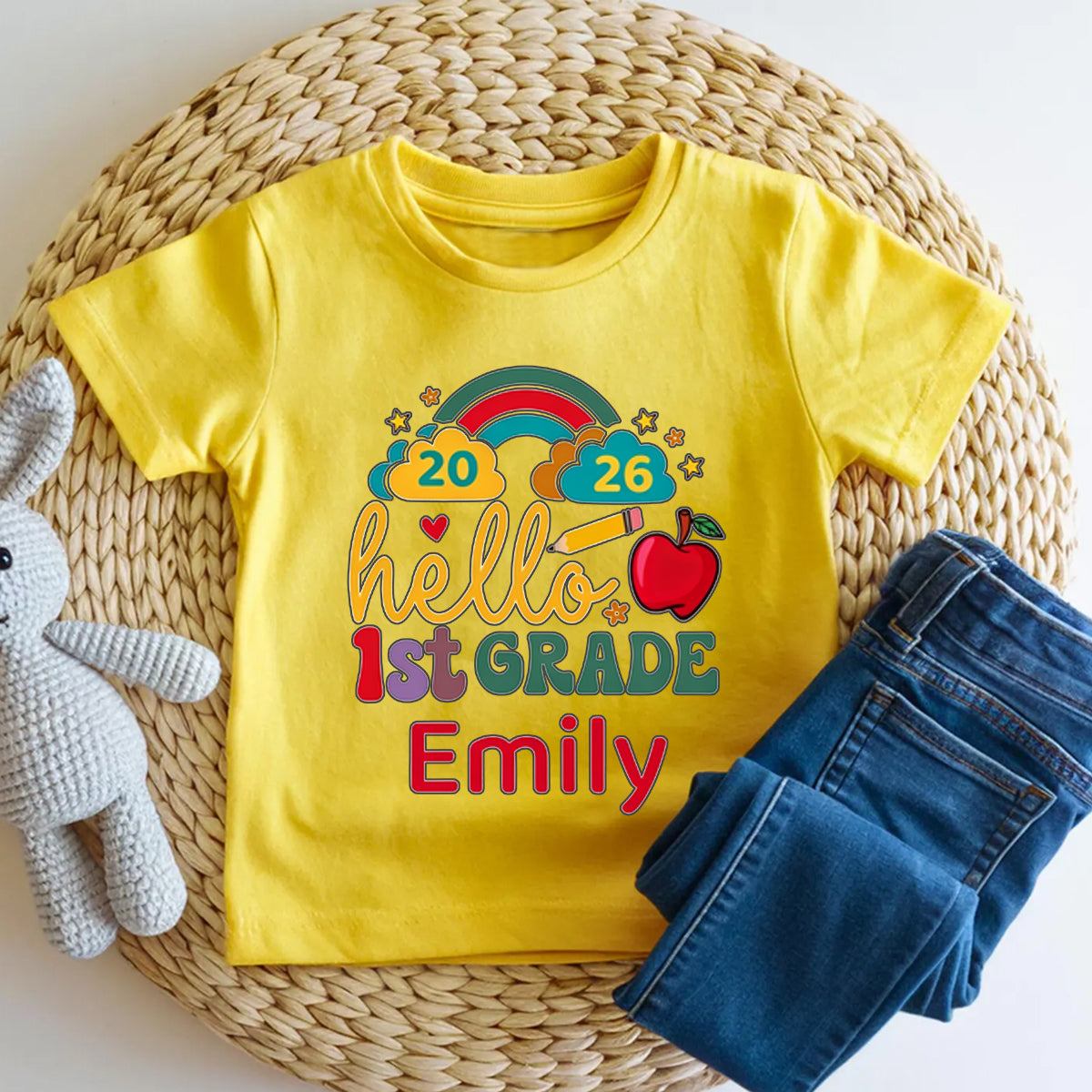 Personalized Name And Grade 2026 Hello 1st Grade Toddler T-shirts